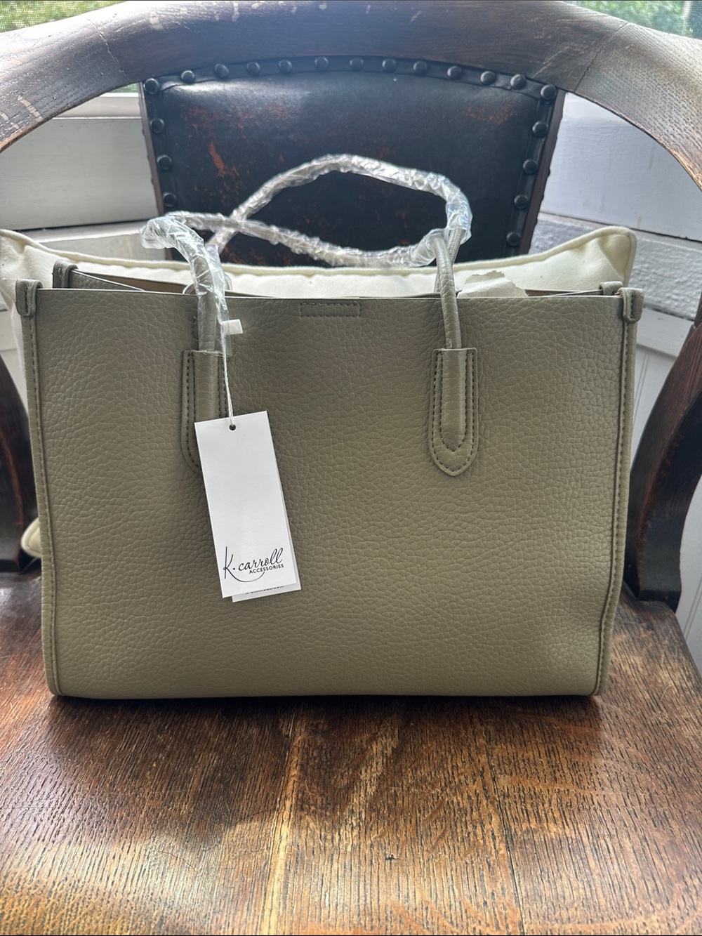 NWT K. Carroll Accessories Whitney Tote in Avocado Vegan Leather